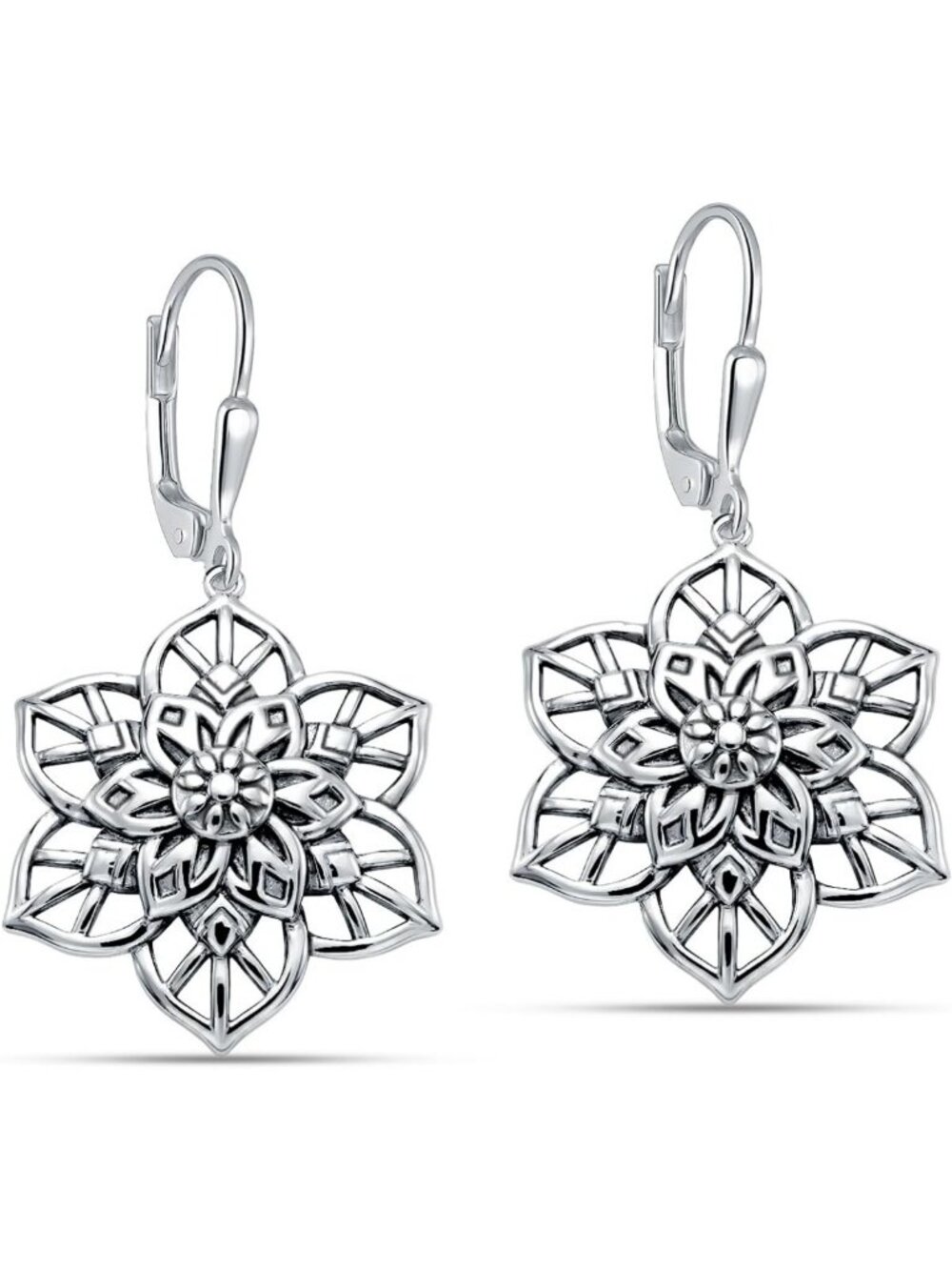Antique 925 Sterling Silver Filigree Dangle Earrings | Elegant Drop Jewelry for